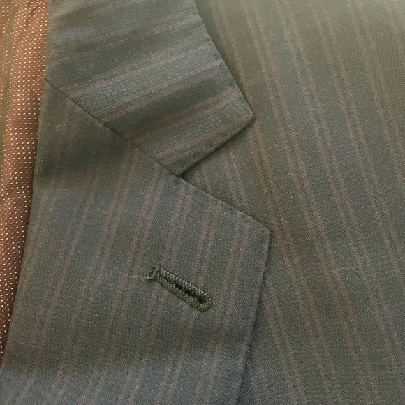 Ermenegildo Zegna Cool EffectSubtle Twin Stripe Navy Wool Suit 52 R/L $3295